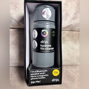 Drip Bluetooth Speaker Water Bottle - Gray NEW